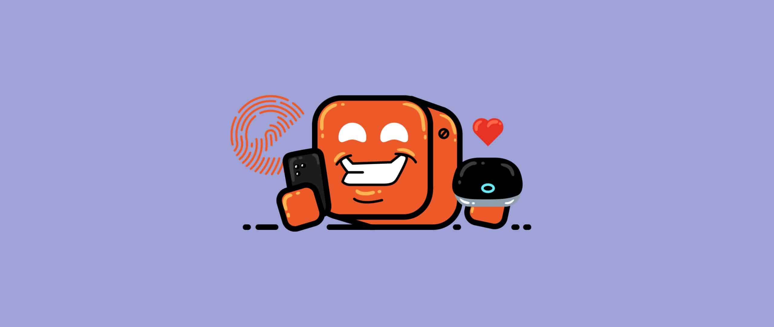 A Meshbot smiling on his phone on the mios app by Ezlo enjoying his devices